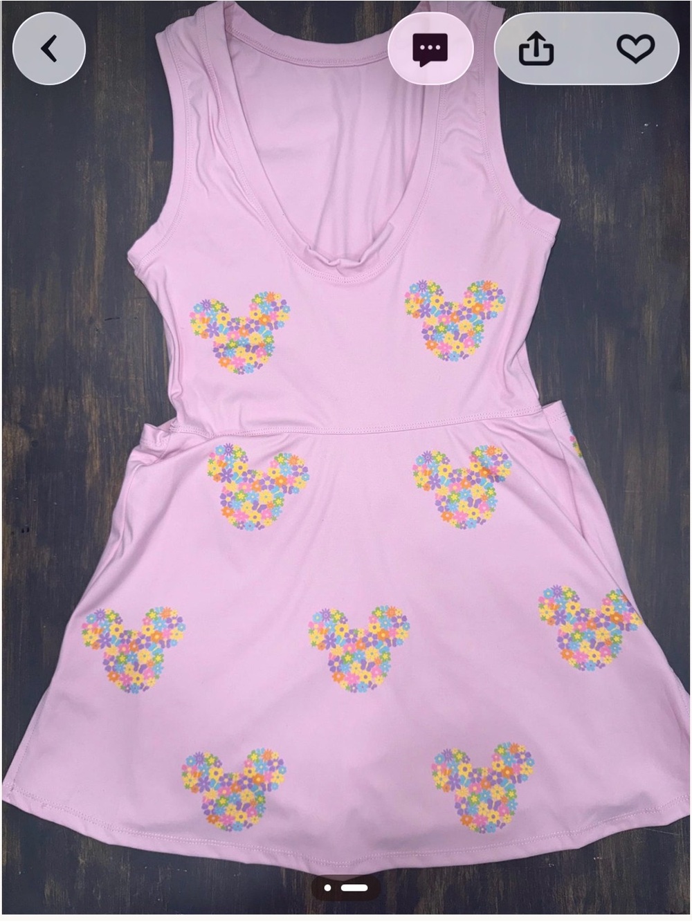 *** Disney*** Pink Floral Mickey Head Sleeveless Athletic Dress